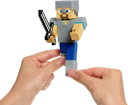 Vista 7 de Minecraft, Steve con la Serie Armor Iron, 4 Figuras de Acción.