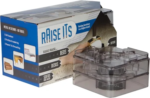 Vista 10 de Raise ITS Furniture Risers - Elevador de cama, color negro, 1 x 4 x 4 pulgadas (8 unidades)