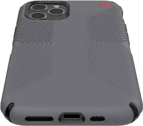 Vista 5 de Speck Productos Presidio2 Grip - Funda compatible con iPhone 11 Pro, gris grafito/gris catedral/negro/rojo sangre