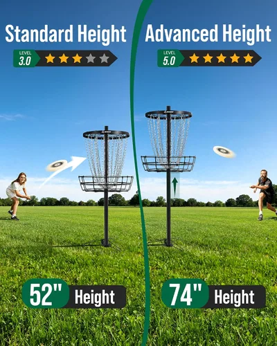 Vista 2 de Disc Golf Basket 24/12 Chain LED Night & Adjustable Height Options