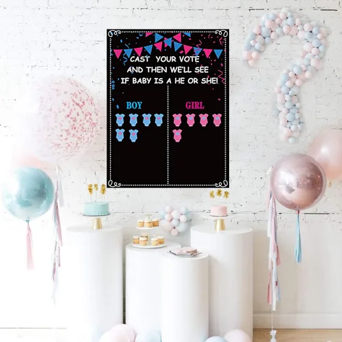 Vista 4 de MISS FANTASY Decoraciones de revelación de género – 54 juegos de revelación de género para votar ideas de revelación de género para niños o niñas