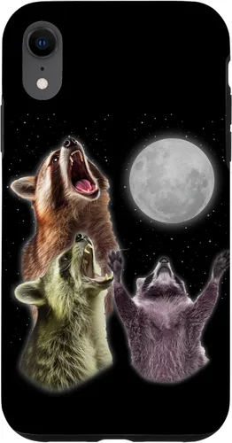 Vista 24 de Funda para iPhone 16 3 mapache luna aullando divertido mapache animal amante zoólogo