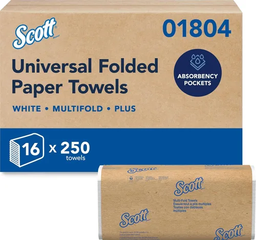 Vista 10 de Scott Professional Toallas de Papel Universales Multiplegadas, a Granel (03650), Bolsillos de Absorción, Blanco, Toalla de 9.2"x9.4", Comprimida