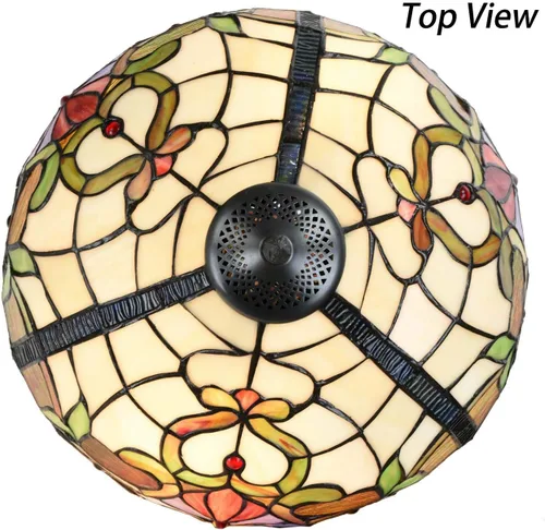 Vista 2 de Bieye L10800 Lámpara de mesa barroca estilo Tiffany con base iluminada para mesita de noche, sala de estar, dormitorio, 14 pulgadas de ancho x 21