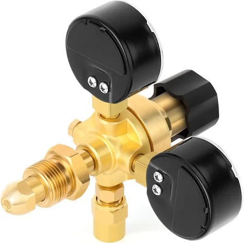 Vista 6 de MEANLIN MEASURE Reguladores de CO2 de argón, reguladores de soldadura de gas, CGA580, montaje con soldadura Miller Lincoln Mig Tig con manguera