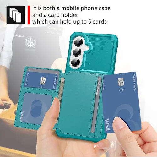 Vista 81 de Funda para Samsung Galaxy S21 Ultra con tarjetero, compatible con soporte magnético para automóvil, resistente a los golpes, resistente, suave, TPU