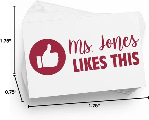 Vista 10 de Sello personalizado de Facebook Thumbs Up, bonito regalo para profesores, hecho a medida, disponible en 11 colores de tinta, tamaño 3/4 pulgadas x