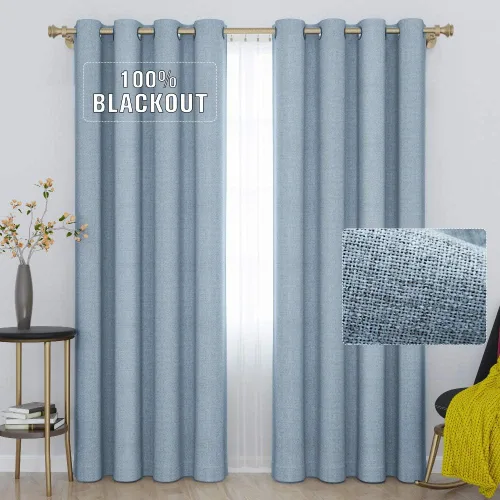 Vista 22 de Cortinas opacas con aspecto de lino de 84 pulgadas de largo, 100% absolutamente opacas, con aislamiento térmico, ahorro de energía, con textura, 2