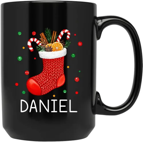Vista 25 de Taza personalizada con nombre, diseño de muñeco de nieve con nombre, tazas de café de Navidad de muñeco de nieve, regalos personalizados para árbol