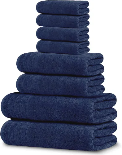 Vista 15 de Tens Towels Juego de 8 toallas, 2 extra grandes para baño, 2 para manos, 4 paños, 100% algodón, peso más ligero, secan más rápido, superabsorbentes