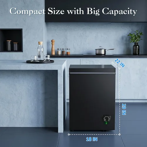 Vista 7 de LifePlus Congelador de 4,2 pies cúbicos - Congelador compacto profundo con enfriamiento rápido de 7 ajustes de temperatura, polea conveniente