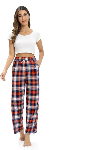 Vista 3 de Alimens & Gentle Pantalones de pijama para mujer, elásticos, con cordón, cómodos, con bolsillos