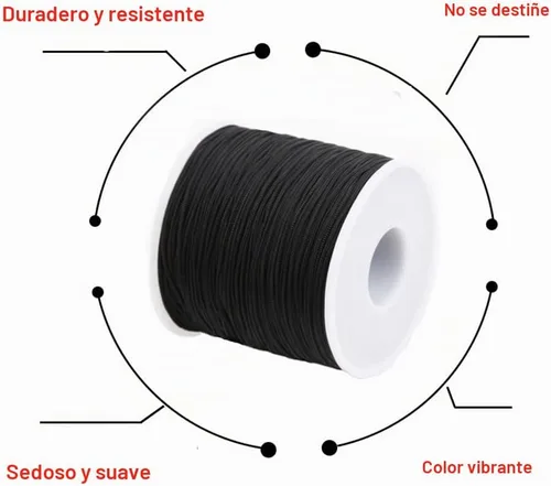 Vista 3 de Cordón de nailon de 0.020 in, hilo de ajuste para nudos chinos, collares, joyería, macramé, cuentas, pulseras de 150 yardas (negro)