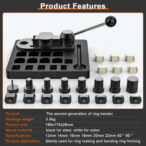 Vista 2 de JAZORR Herramienta de Doblado de Anillos, Doblador de Anillos con Troqueles de Nylon, Herramienta para Hacer Anillos, Herramienta de Medición
