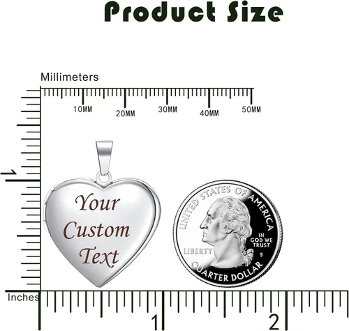 Vista 3 de Collar con medallón de corazón personalizado para mujer que sostiene fotos medallones de fotos de memoria personalizables personalizables cualquier