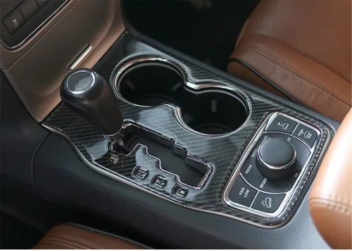 Vista 5 de YOCTM Compatible con Jeep Grand Cherokee 2011 2012 2013 Cubierta de palanca de cambios Accesorios interiores de fibra de carbono real consola