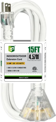 Vista 40 de EP Cable de extensión de 3 pies, 12/3 SJTW 3 tomas de corriente eléctrica Negro