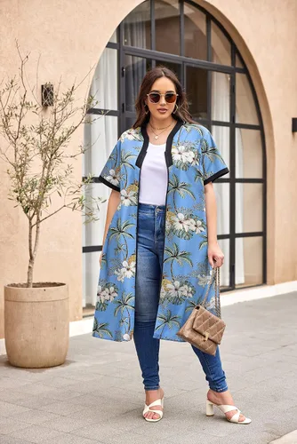 Vista 4 de Ekouaer Camisón Mujer Casas Cremallera Delantera Túnica Ligero Plumero Señora Floral Housedress Noche Casual con Bolsillo