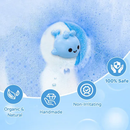 Vista 4 de Bombas de baño para niños con sorpresa en el interior, paquete de 24 bombas de baño para niños con juguetes en el interior, juego de regalo de baño