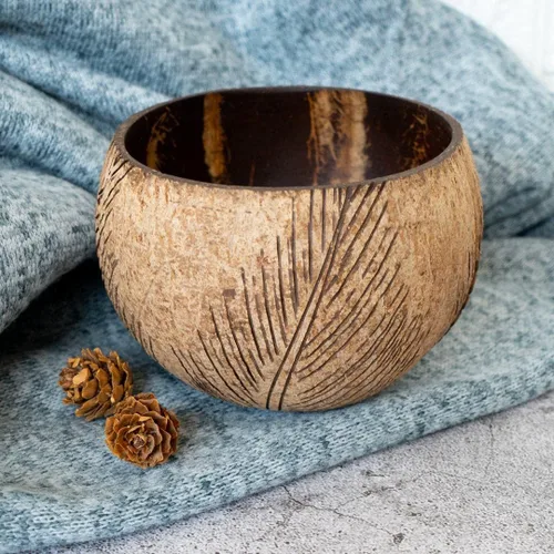 Vista 4 de Rainforest Bowls Cuenco de coco de palmera – Cuenco de arte sostenible inspirado en la naturaleza – Hecho a mano de una cáscara de coco recuperada