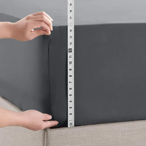 Vista 3 de Empyrean Bedding Sábanas de cama individual – Sábana bajera ajustable de 14 a 16 pulgadas individual – Sábana bajera súper suave individual – Sábana