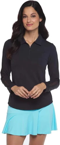 Vista 3 de IBKUL - Polo de manga larga para mujer con protección solar UPF 50 panel exterior de malla 86000 sandía