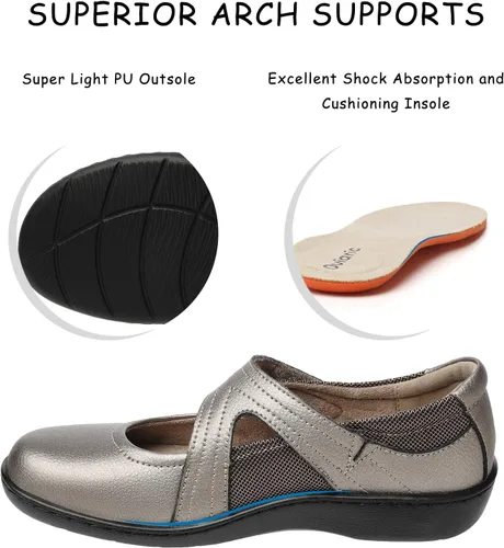 Vista 5 de Zapatos planos clásicos y cómodos Mary Jane para mujer, zapatos de vestir casuales a la moda, bonitos zapatos de vestir con puntera cerrada, ligeros