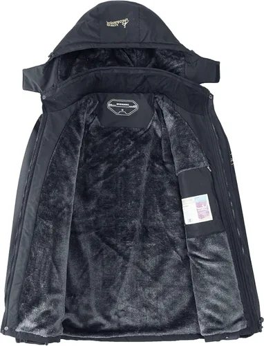 Vista 3 de MOERDENG - Chaqueta de esquí para mujer, resistente al agua, abrigo de invierno para nieve, cortavientos de montaña, con capucha