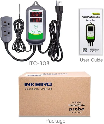 Vista 9 de Inkbird Termostato con control de temperatura digital precableado de doble función, 110 V, 1100 W, calefacción y refrigeración, refrigerador