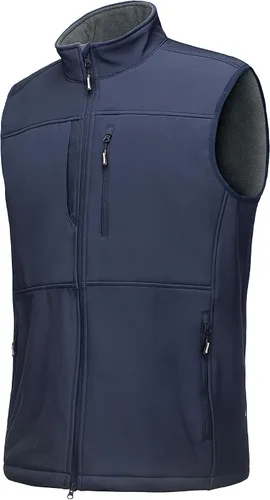 Vista 9 de Outdoor Ventures Chaleco de correr para hombre, ligero, resistente al viento, forro polar, softshell, sin mangas, para golf Verde militar