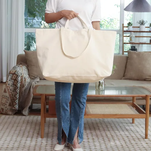 Vista 3 de Bolsa de lona grande y resistente de 27 x 16 x 8 pulgadas, extra grande, más grande, para compras, playa, bolsas reutilizables