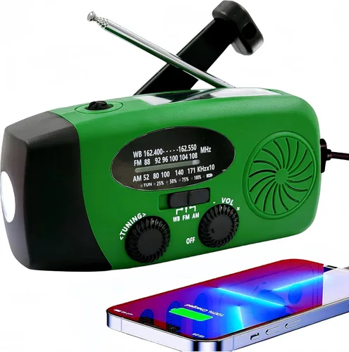 Vista 11 de Radio meteorológica de emergencia con manivela de emergencia de 18500mWh/5000mAh, radios solares iRonsnow NOAA/FM/AM, radio de supervivencia Rojo