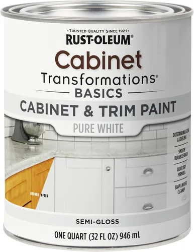 Vista 13 de Rust-Oleum 372012 Transformations Basics - Pintura para gabinetes y molduras, cuarto de galón, color negro