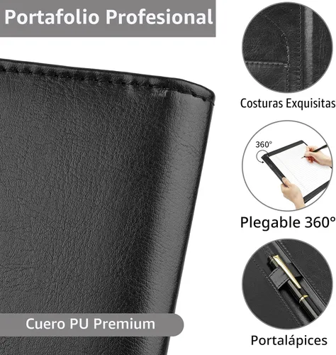 Vista 5 de Carpeta profesional para cartera, piel sintética, color negro
