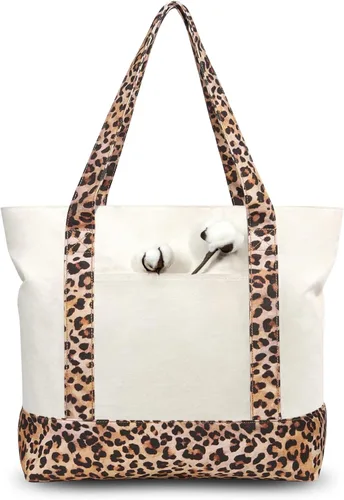 Vista 35 de TOPDesign Paquete de 1 bolsa de lona con bolsillo externo, bolsa de compras reutilizable para comestibles, cierre de cremallera superior, artículos