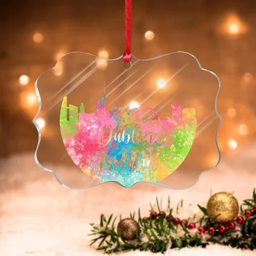 Vista 12 de Alemania Frankfurt Skyline Adorno de Navidad 2022 Alemania Frankfurt, arte de acuarela, adornos de Navidad para niños, colorido paisaje de ciudad
