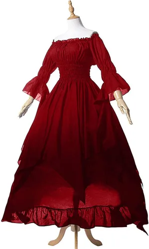Vista 4 de Vestido medieval para mujer, vestido renacentista de feria irlandesa, vestido rococó, vestido pirata, vestido vintage victoriano gótico de bruja