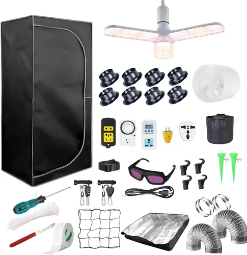 Vista 11 de Kit completo de tienda de cultivo Mylar 2x2 Kit de tienda de cultivo 24"x24"x55" Habitación de cultivo de plantas de interior LED Luz de crecimiento