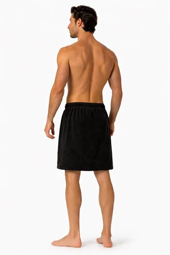 Vista 4 de Toalla ajustable de terciopelo de rizo de algodón turco para hombres (negro, talla única)