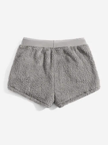 Vista 2 de WDIRARA Pantalones cortos bordados de Halloween con cordón y cintura alta para mujer, con bolsillo