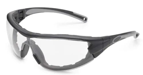 Vista 4 de Gateway Safety 21GB9F Swap Wraparound Gafas/Anteojos Híbridos de Seguridad para los Ojos, Lente Antivaho con Espejo Azul, Marco Negro con Borde