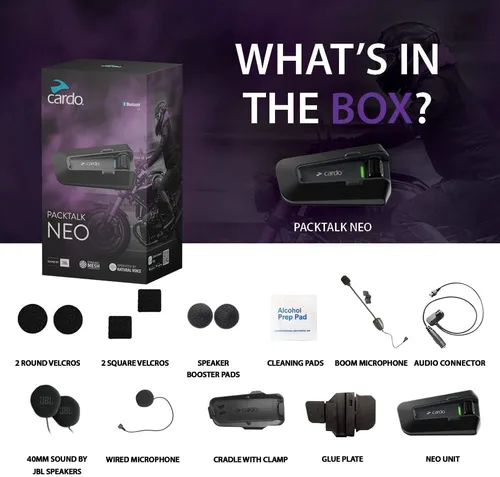 Vista 7 de Cardo Packtalk Neo Sistema de comunicación y intercomunicador para casco de motocicleta, impermeable, 2ª generación Mesh - Conecta hasta 15 pilotos