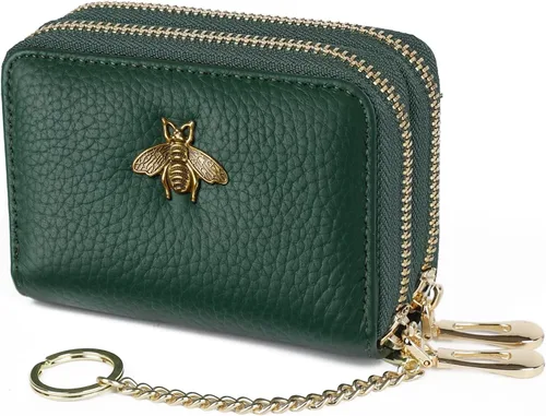 Vista 56 de imeetu Soporte para tarjetas de crédito RFID, cartera pequeña de cuero con cremallera para mujer