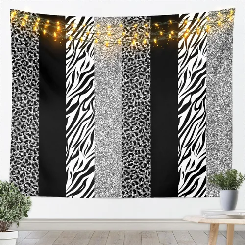Vista 15 de Leopard Print Tapestry,Cheetah Zebra Skin Rustic Farmhouse Wall Tapestries,Girls Women Room Decor,Geometric Stripes Patchwork Chic Wall Leopard 10