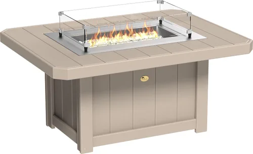 Vista 24 de LuxCraft Mesa rectangular de gas propano de 51 pulgadas para patio al aire libre con protector contra el viento de vidrio templado y cubierta