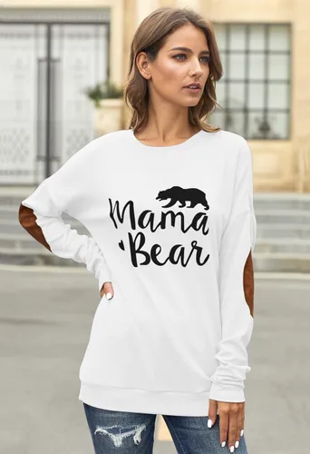 Vista 4 de Pink Queen - Blusa suelta de mujer con cuello redondo, camiseta de manga murciélago con parches