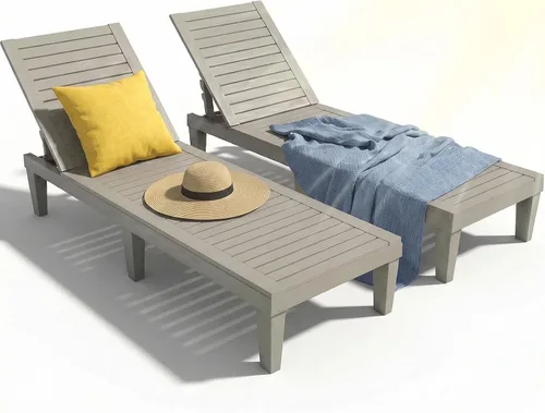 Vista 9 de EFU Sillón para exteriores, juego de 2 sillas de bronceado PP de alto