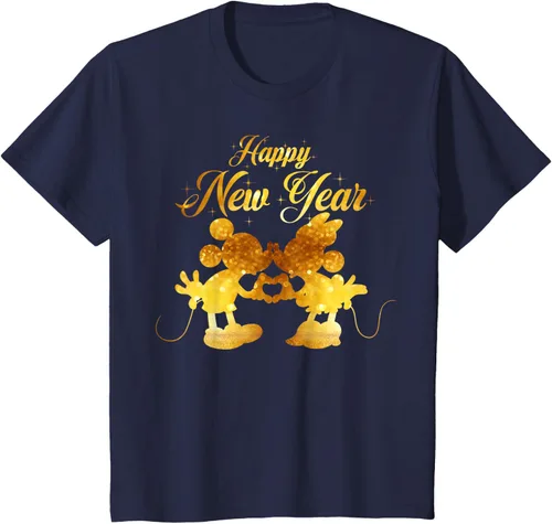 Vista 33 de Disney Camiseta de Año Nuevo Mickey & Minnie Happy New Year Silhouette, Negro