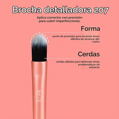 Vista 7 de Set de brochas de maquillaje sintéticas para una base impecable, cruelty-free, brocha para contornos, corrector, polvos y base, de Real Techniques