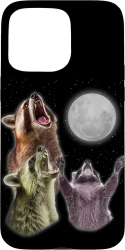 Vista 28 de Funda para iPhone 16 3 mapache luna aullando divertido mapache animal amante zoólogo